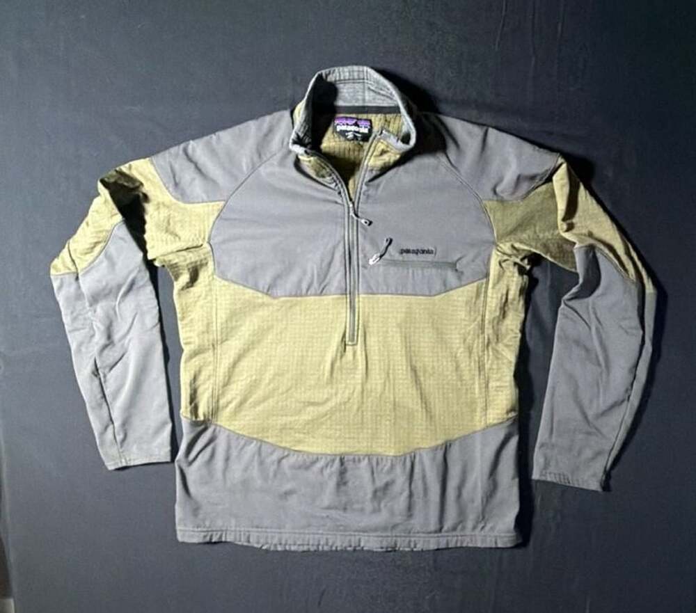 Patagonia R1 Field 1/4-Zip Pullover Size L Green Gray Polartec Fleece